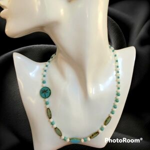 HANDMADE Czech Glass Dragonfly Beaded Festival Collar Necklace